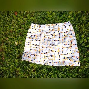 SLAZENGER Women's golf skirt white yellow orange navy polka dots size 10